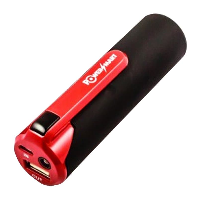 Powerbank Li-ion 3400mAh, 12.6Wh dans un boîtier noir avec clip, lampe de poche LED