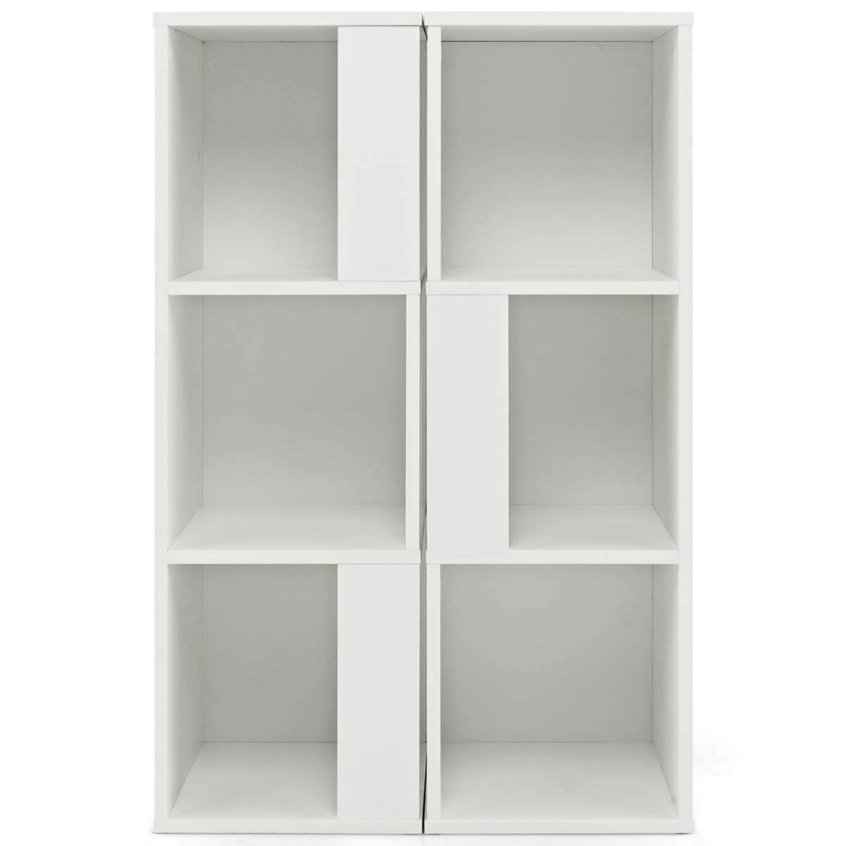 Bibliothèque en Bois avec Etagère Asymétrique et 6 Compartiments pour Salon Chambre 33 x 33 x 100,5
