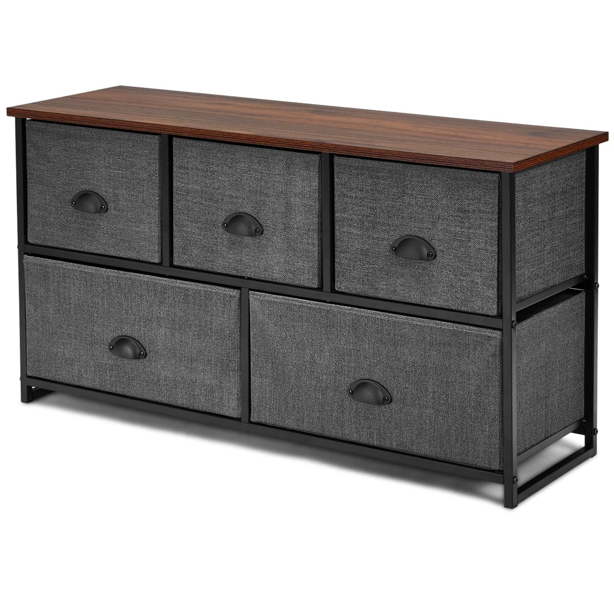 Meuble de Rangement à 5 Tiroirs Tissu Commode de Chambre 100 x 30 x 53,5 cm