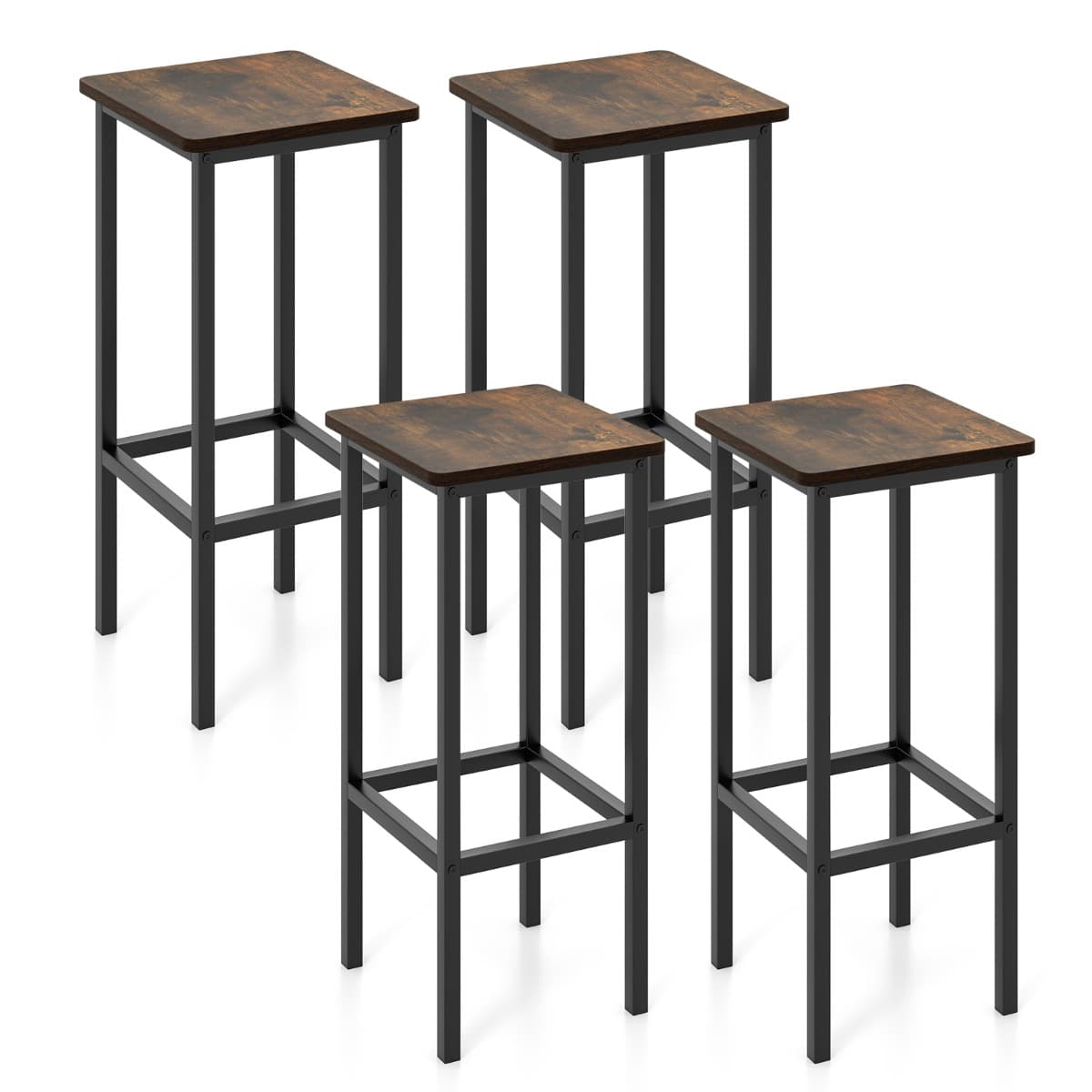 Lot de 4 Tabourets de Bar Chaise de Bar de 65 Cm Pieds et Repose-pieds en Métal pour Cuisine Salle à