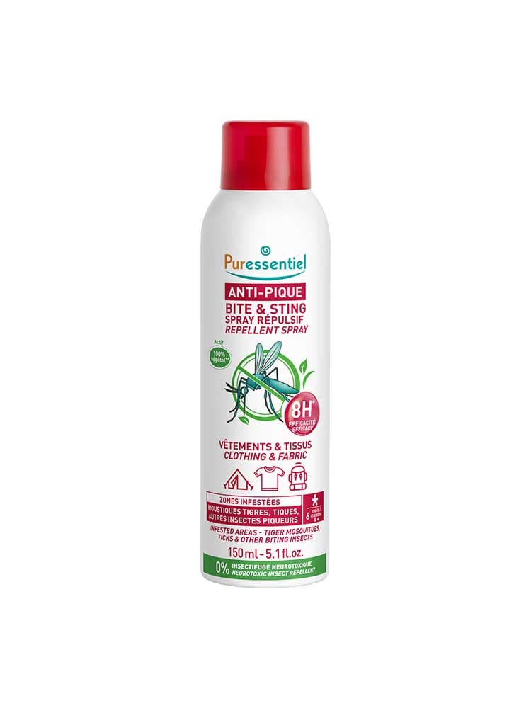 Puressentiel Spray Vêtements & Tissus Anti-Pique Pompe 360 - 150 ml